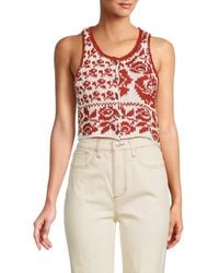 Free People - Rosie Button Front Knit Crop Top - Lyst