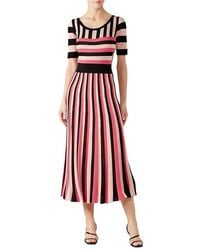 Temperley London - Stripe Knit Midi A Line Dress - Lyst