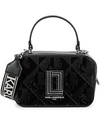 Karl Lagerfeld - Simone Logo Leather Camera Top Handle Bag - Lyst