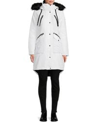 Guess - Faux Fur Hooded Coat - Lyst