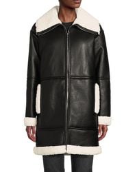 Calvin Klein - Faux Leather & Faux Fur Moto Coat - Lyst