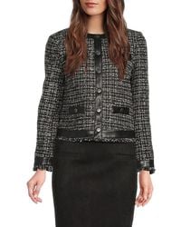 Saks Fifth Avenue - Faux Leather-Trim Tweed Jacket - Lyst