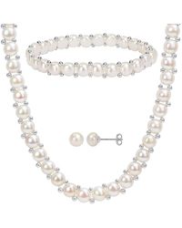 Saks Fifth Avenue 3-piece Sterling & 6-7mm Freshwater Pearl Necklace, Bracelet & Earrings Set - Metallic