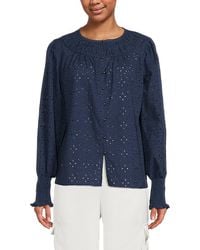 Ramy Brook - Rossi Schiffli Cotton Button Front Top - Lyst