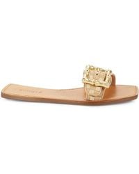 SCHUTZ SHOES - Enola Leather Flat Sandals - Lyst