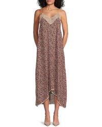 Zadig & Voltaire - Printed Lace Trim Midi Dress - Lyst