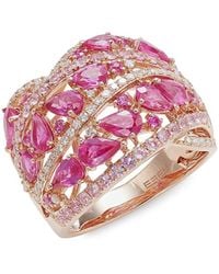 Effy 14k Rose Gold, Pink Sapphire & Diamond Ring
