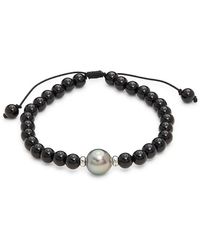 Effy - Sterling Silver 10mm Tahitian Pearl & Onyx Beaded Bracelet - Lyst