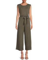 Max Studio - French Terry Solid Belted Jumpsuit - Lyst
