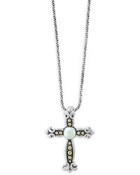 Effy - Sterling Silver, 18k Yellow Gold & 6mm Round Freshwater Pearl Pendant Necklace - Lyst