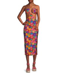 PATBO - Aster Floral Cutout Midi Dress - Lyst