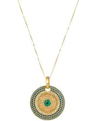 Eye Candy LA - Luxe 14k Goldplated Sterling Silver & Multi-color Cubic Circonia Evil Eye Circle Pendant Necklace - Lyst