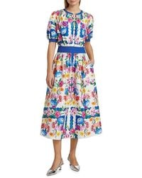 Tahari - Ziggy Scallop Floral Midi-Dress - Lyst