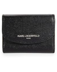 Karl Lagerfeld - Logo Textured Leather Bifold Wallet - Lyst