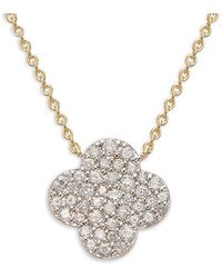 Effy ENY 14k Yellow Goldplated Sterling Silver & 0.49 Tcw Diamond Clover Pendant Necklace/18" - White
