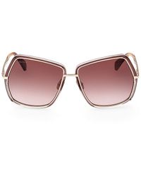 Max Mara - Shiny Rose Gold & Brown Gradient Geometric Sunglasses - Lyst