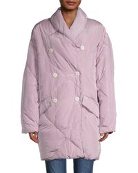 Free People Women's Ella Quilted Puffer Coat - Wisteria - Size L - Purple