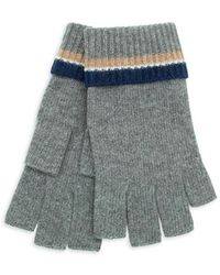 Portolano - Striped Cuff Fingerless Cashmere Gloves - Lyst