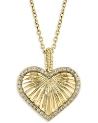 Effy - 14K & 0.15 Tcw Diamond Heart Pendant Necklace - Lyst