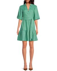 Saks Fifth Avenue - Belted 100% Linen Mini Dress - Lyst