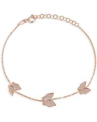 Chloe and Madison - 14k Rose Gold Vermeil & Cubic Zirconia Butterfly Station Bracelet - Lyst