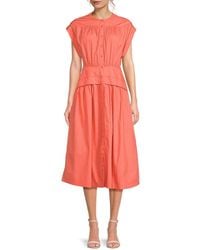 AREA STARS - Cuff Cotton Poplin Midi-Dress - Lyst