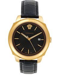 Versace - 42Mm Stainless Steel & Leather Watch - Lyst