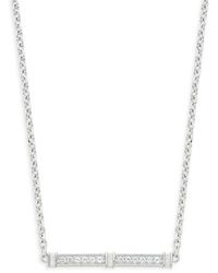 Judith Ripka - Sterling Silver & White Topaz Bar Pendant Necklace - Lyst