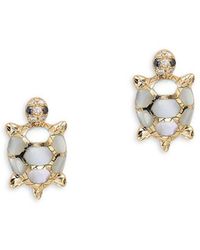 Effy - 14k Yellow Gold, Mother-of-pearl & Multicolor Diamond Earrings - Lyst