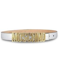 Moschino - Embellished Logo Leather Belt - Lyst