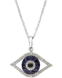 Effy Royale Bleu 14k White Gold, Diamond & Sapphire Evil Eye Necklace - Metallic