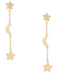 Saks Fifth Avenue 14k Moon & Star Dangle Earrings - Metallic