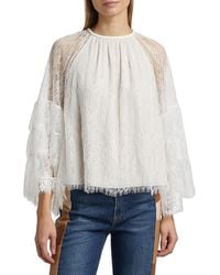 Alice + Olivia - Delia Lace Ruffle Top - Lyst