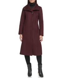 Kenneth Cole - Wool-Blend Stand Collar Peacoat - Lyst