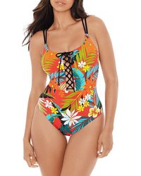 Skinny Dippers Wiki Tiki Suga Babe Lace-up One-piece Swimsuit - Multicolour