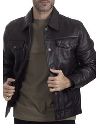 Frye - Russell Regular Fit Leather Trucker Jacket - Lyst