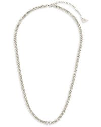 Sterling Forever - Rhodium Plated & Cubic Zirconia Curb Chain Necklace - Lyst
