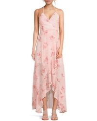 Lea & Viola - Long Flowy Floral Ruffle High-Low Gown - Lyst