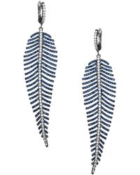 Eye Candy LA - Luxe Rhodium-plated & Crystal Feather Drop Earrings - Lyst