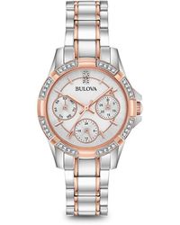 Bulova Two-tone Stainless Steel & Crystal Bracelet Watch - White