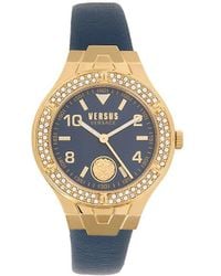 Versus - Vittoria Crystal 38Mm Stainless Steel Ion-Plated & Leather Quartz Watch - Lyst
