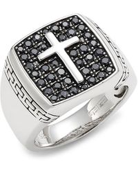 Effy Sterling Silver & Black Sapphire Cross Ring