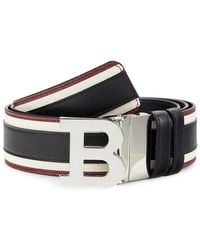 Bally - Striped Reversible Leather Belt - Lyst