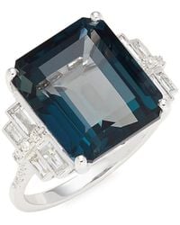 Effy - 14k White Gold, London Blue Topaz & Diamond Ring/size 7 - Lyst