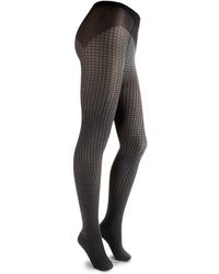 Wolford Houndstooth Sheer Tights - Black