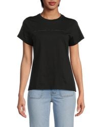 7 For All Mankind - Rhinestone Logo Cotton T-Shirt - Lyst