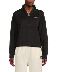 DKNY - Mini Stud Logo Cotton-Blend Half-Zip Sweatshirt - Lyst