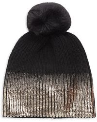 Jocelyn Faux Fur Pom Metallic Ombré Knit Hat
