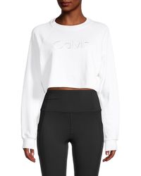 Calvin Klein Logo-embroidery Cropped Sweatshirt - White