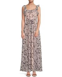 Mikael Aghal - Floral Ruffle Maxi Dress - Lyst